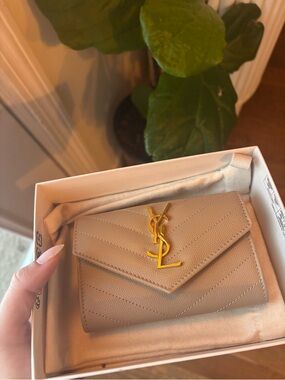 YSL - Saint Laurent Envelope Wallet in Dark Beige